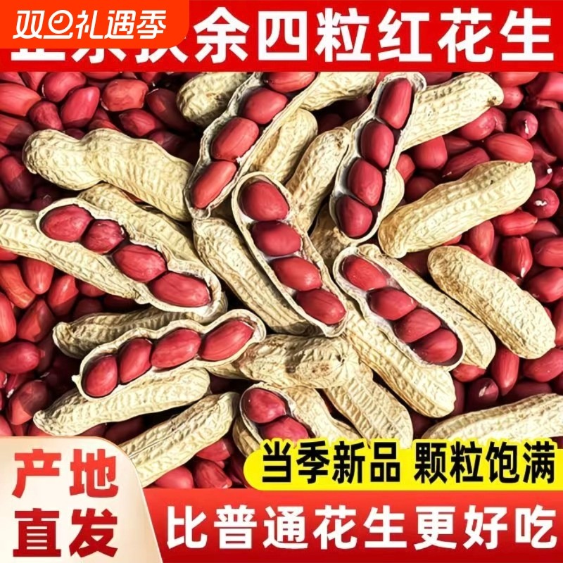 2025年东北农家新鲜带壳生红花生米养胃红皮花生自种晒干炒货原味