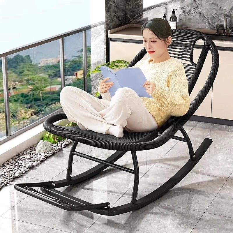 月亮摇椅躺椅庭院逍遥阳台藤椅午睡藤编彩虹家用老人客厅休闲懒人