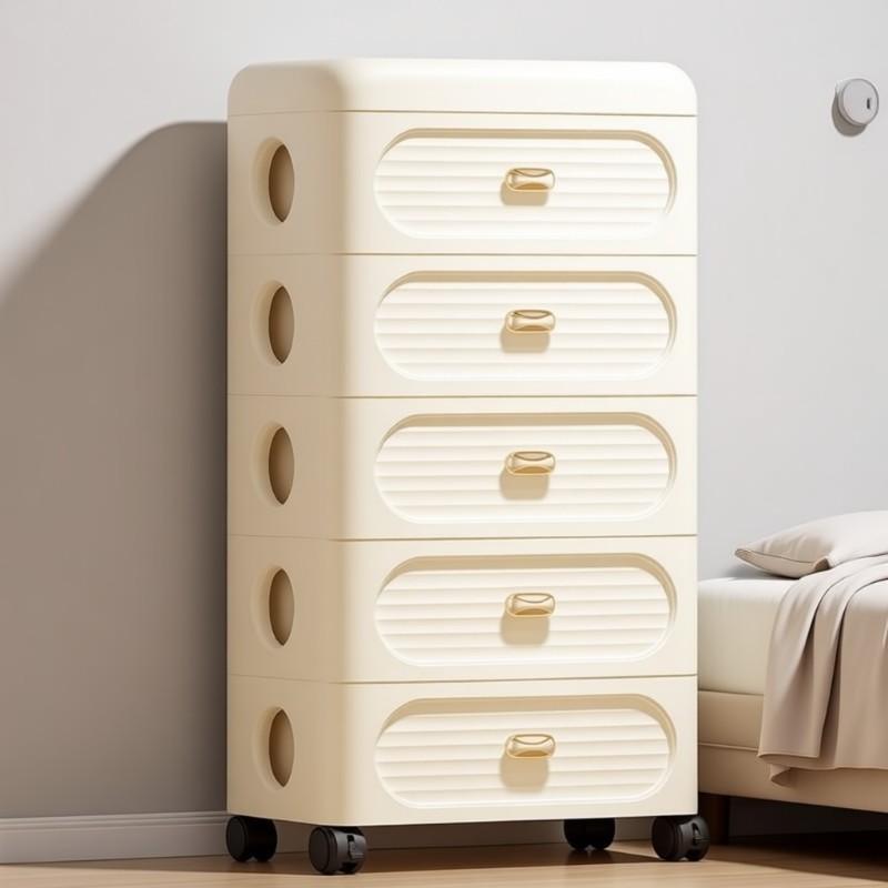 收纳柜抽屉式收纳箱带轮客厅零食储物柜卧室床头柜玩具衣服简易