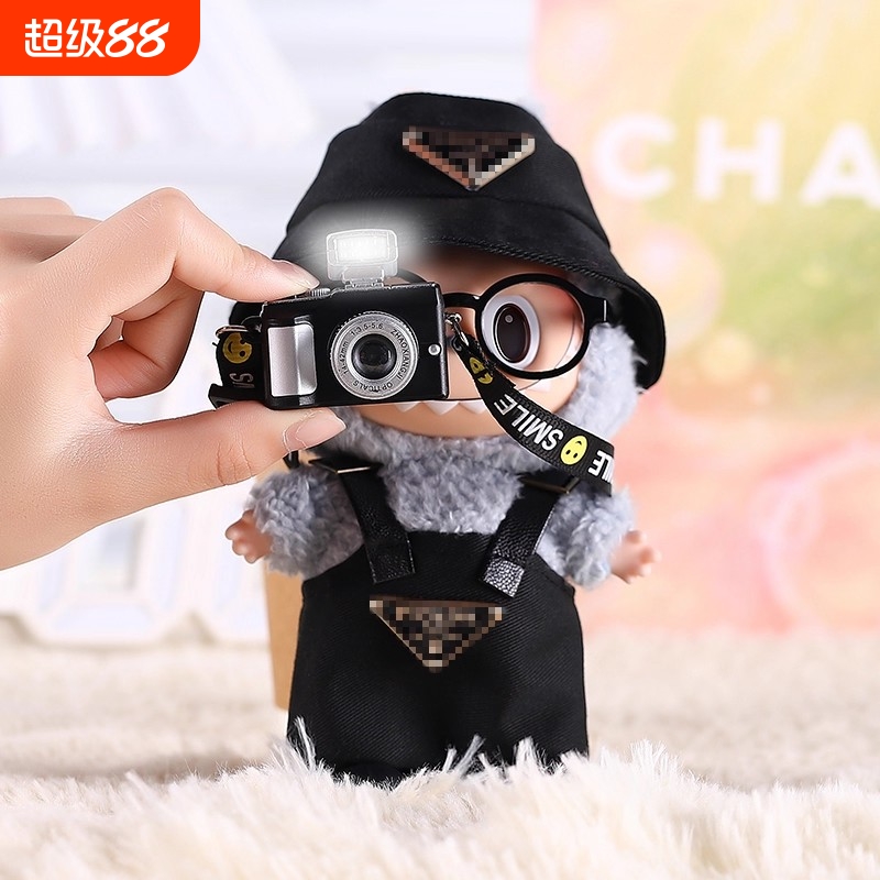 labubu拉布布一代站姿10cm潮牌娃衣背带套装搪胶公仔服装鞋帽配饰