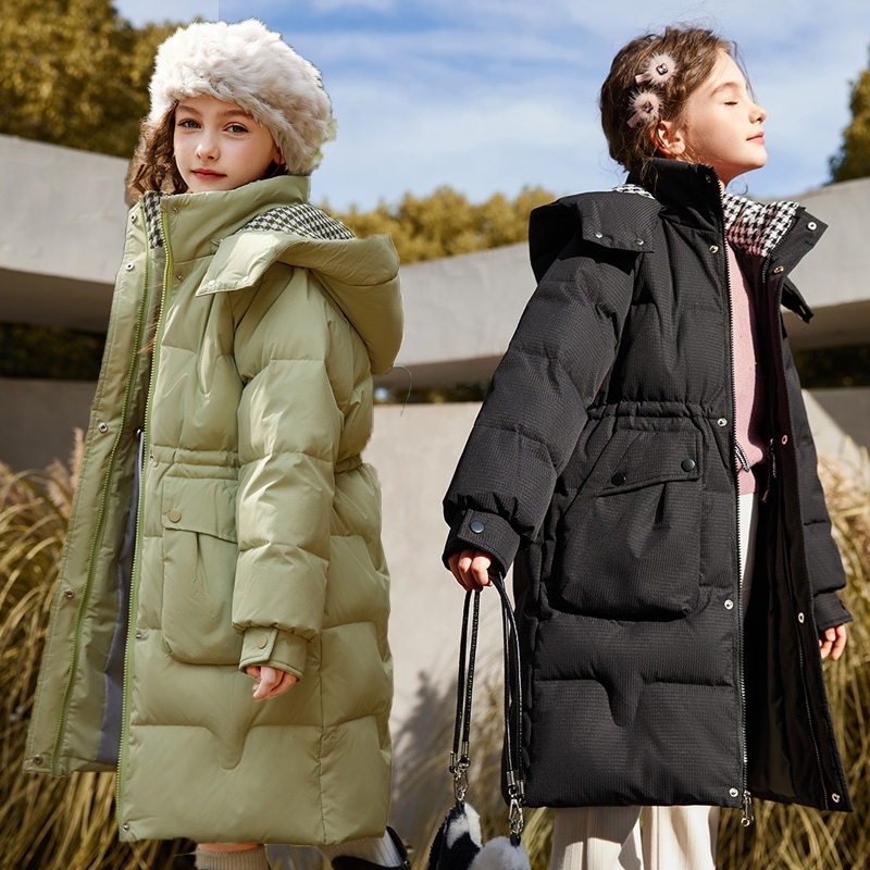韩系保暖羽绒服女童加厚中长款