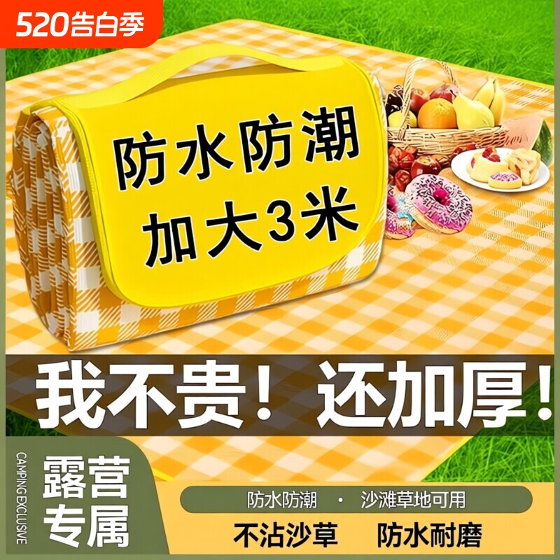 野餐垫防水防潮垫加厚草坪户外公园野炊野营聚餐春游便携布坐垫