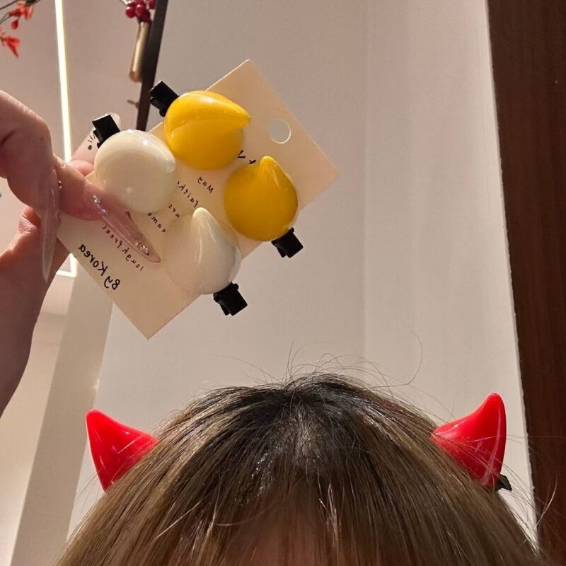软萌小恶魔角发夹网红二次元少女小角鸭嘴夹趣味搞怪COS装扮发卡