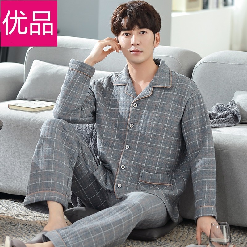 睡衣男冬季纯棉大码空气棉2025新款冬天男士保暖家居服可外穿居家