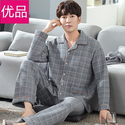 睡衣男冬季纯棉大码空气棉2025新款冬天男士保暖家居服可外穿居家