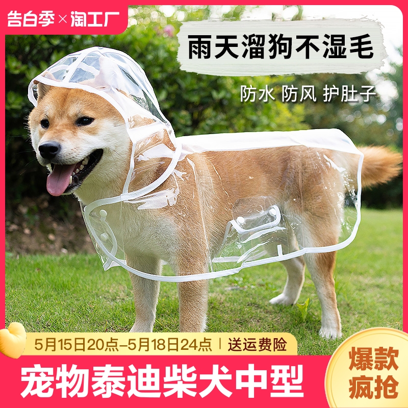 宠物衣服泰迪狗狗雨衣中型犬小型犬遛狗透明雨披防水大型金毛雨天