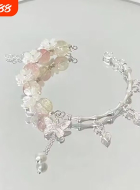 秋上新蝴蝶琉璃手串女新款小众设计ins风高级感学生手链饰品