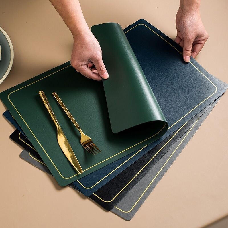 皮革餐垫美式轻奢西餐桌垫防水防油隔热垫家用防烫餐盘碗垫子桌面