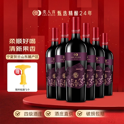 类人首宁夏红酒岩语美乐干红葡萄酒750ml*6支装酒庄珍藏果香精选