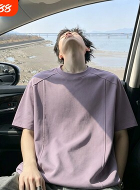 紫色速干t恤短袖男款夏季薄款冰丝防晒运动上衣口粮半袖蓝色时尚