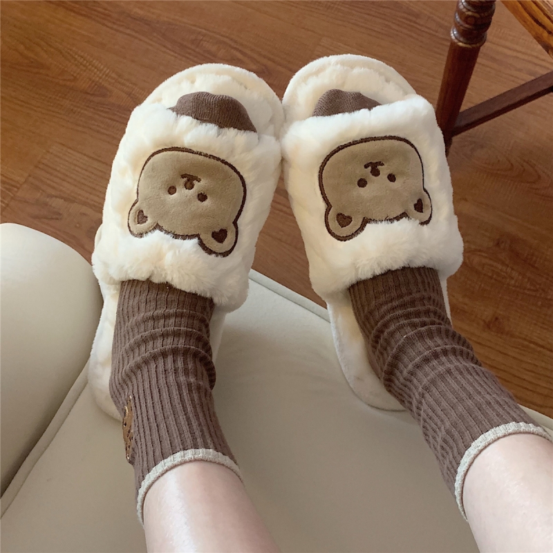 可爱防滑居家一字毛毛拖鞋ins