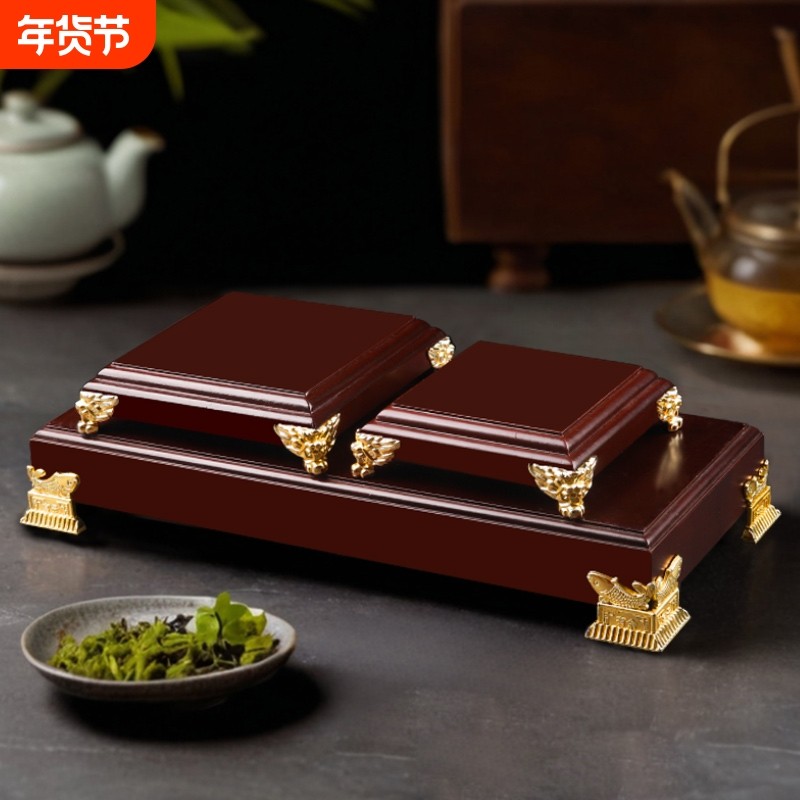 摆件底座佛像石头神像木托架财神爷正方形印章玉玺工艺品佛台垫高