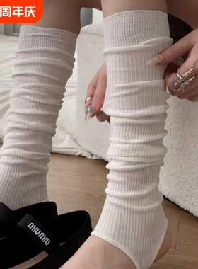 芭蕾风袜子踩脚袜套女夏薄款堆堆袜miu系白色小腿袜春秋款长筒袜