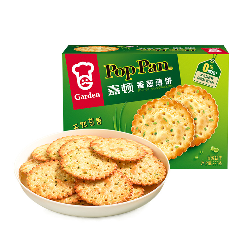 嘉顿香葱薄饼225g咸味早餐葱油饼干礼盒网红办公室休闲零食品整箱