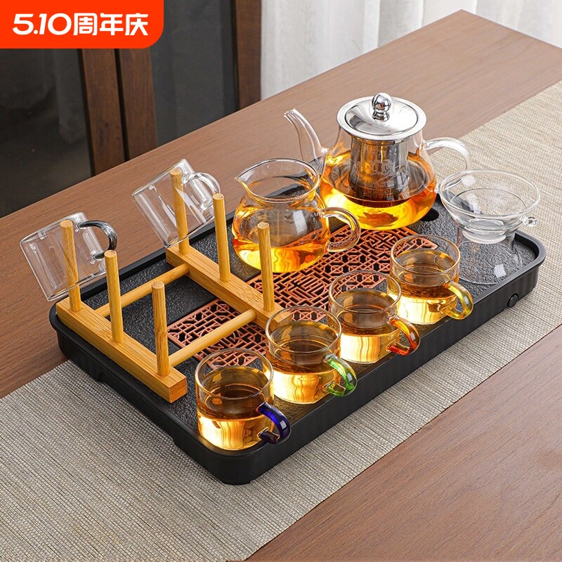 耐高温玻璃功夫茶具套装办公室家用泡茶壶茶杯茶台一整套组合茶道