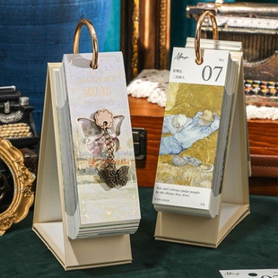 2026年镂空蝴蝶单向日历ins高颜值桌面摆件2025打卡记事备忘台历