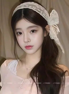 法式蕾丝蝴蝶结发箍女