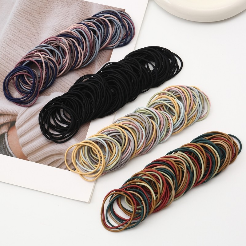 纯色素圈简约耐用橡皮筋发圈2025新款高弹力不伤发扎头发头绳头饰