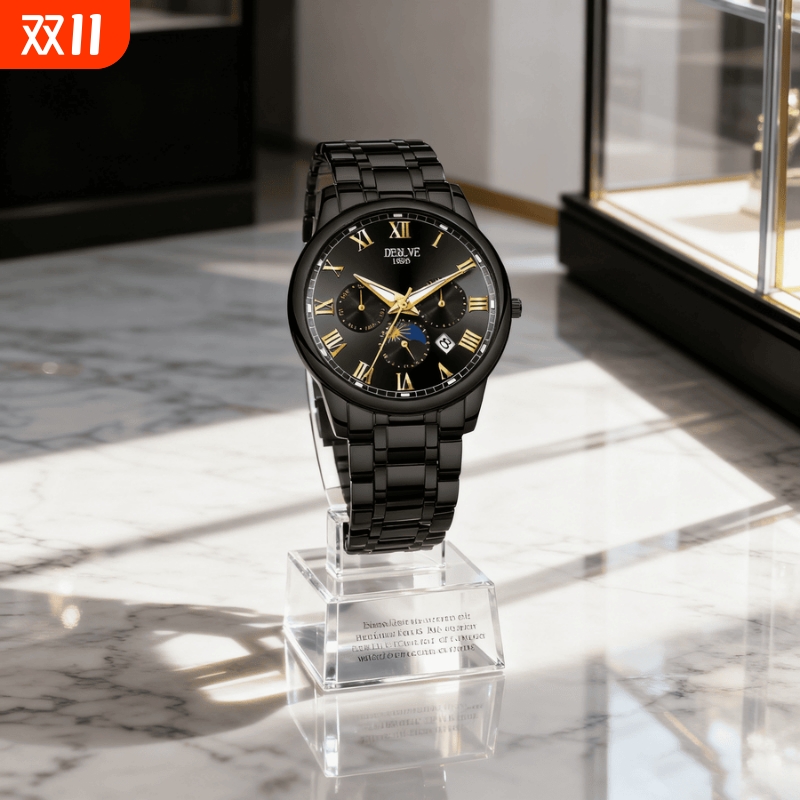 男款手表防水石英腕表高级感男士全自动非机械表正品名牌钢带商务