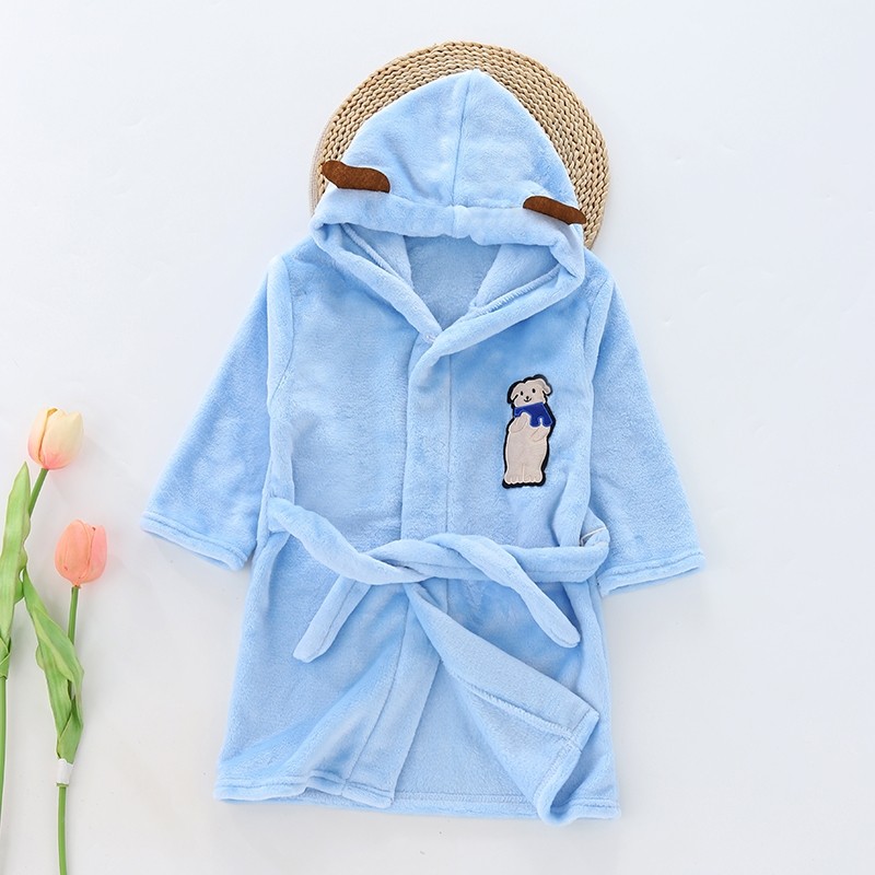 儿童浴袍浴巾可穿式女童男童专用洗澡睡袍加厚珊瑚绒