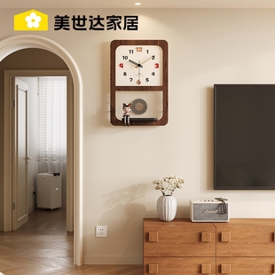 美世达中古风创意钟表挂钟客厅简约现代静音大气高档家用时钟挂墙