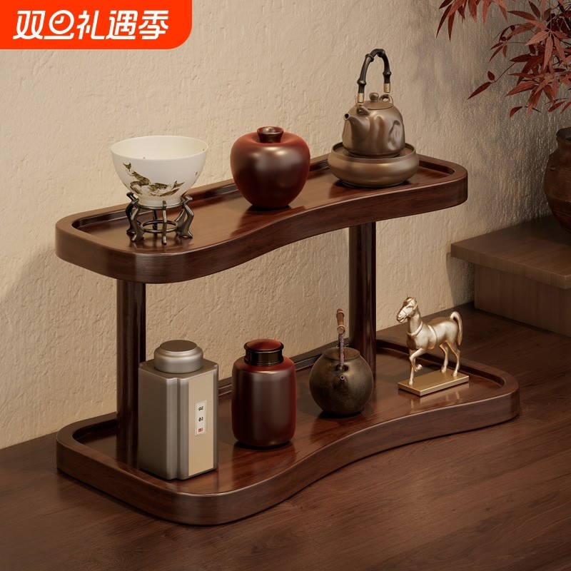 实木杯架杯子收纳置物架桌面茶杯具家用台面茶具咖啡收纳架胡桃木
