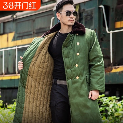 正品军大衣冬季加绒加厚保暖老式棉大衣男劳保防寒服纯棉军绿绿色