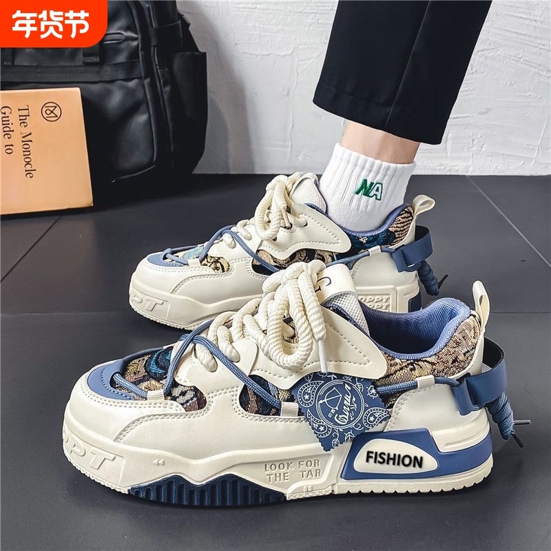 品牌断码春季男鞋新款透气帆布鞋子男潮流百搭小众板鞋厚底运动休