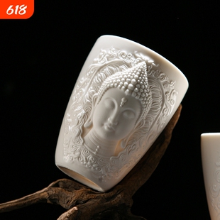 立体佛像精致摆件家用茶具品茗杯陶瓷茶道禅意杯创意高档水杯