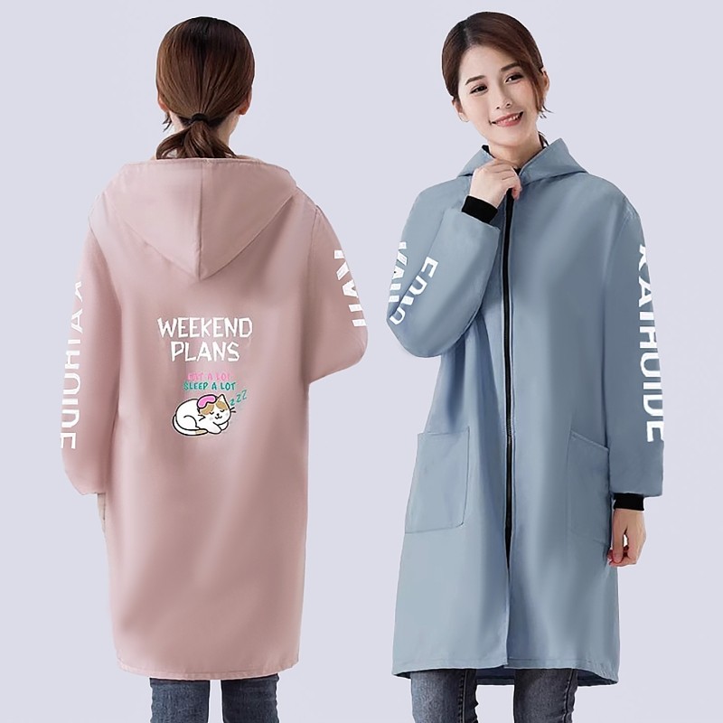 加绒保暖罩衣女士秋冬季加厚防水家用厨房长袖围裙成人工作服防油