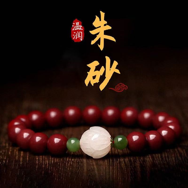 oein朱砂手串紫金砂原矿菩提莲花本命年转运蛇年莲花朱砂手链礼物