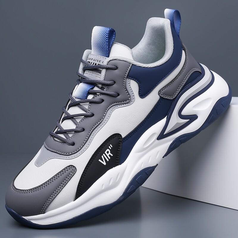 男鞋2025新款秋冬季透气皮面休闲软底运动鞋百搭跑步鞋男运动风