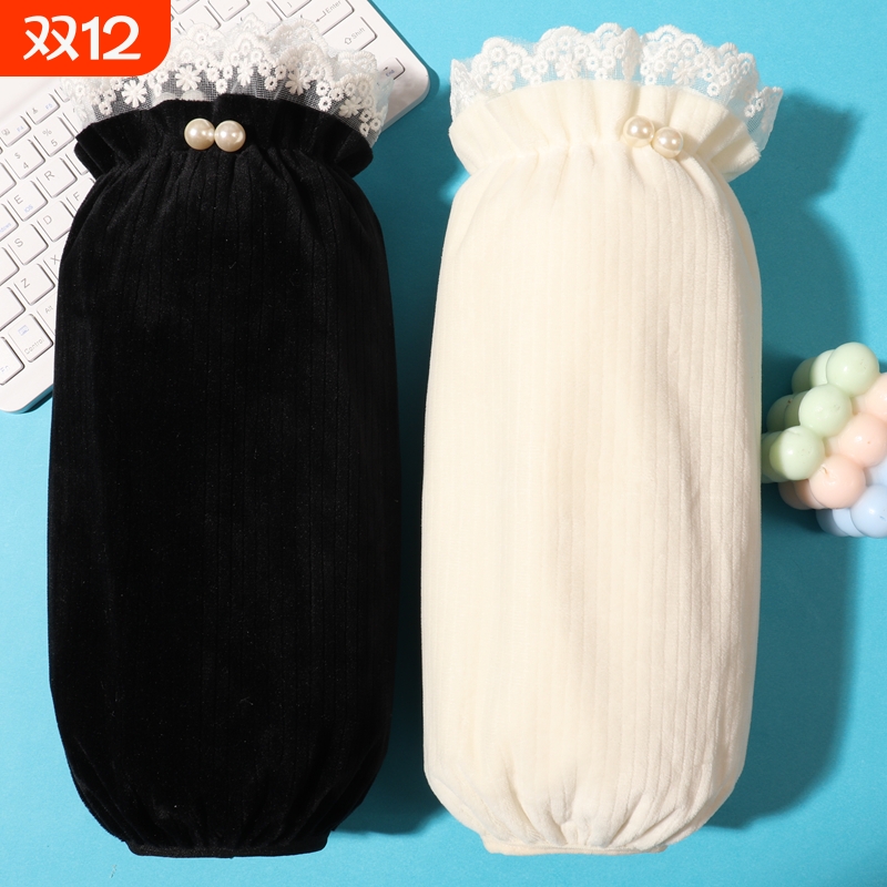 袖套女上班加长加厚秋冬成人耐脏羽绒服护袖学生套袖袖口蓝色粉色