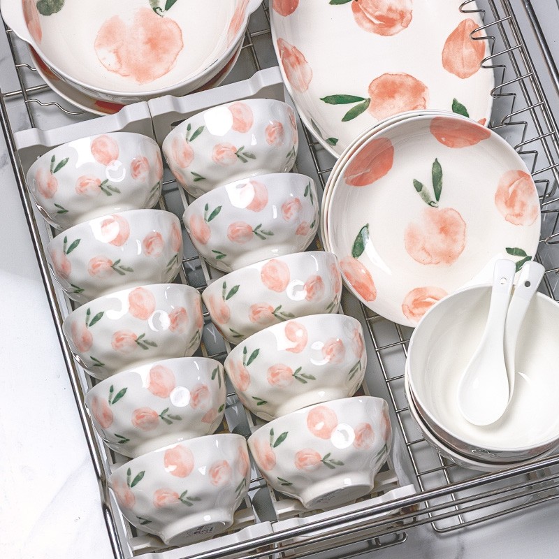 碗碟套装家用2025新款新婚碗盘景德镇可爱陶瓷餐具碗筷乔迁釉下彩