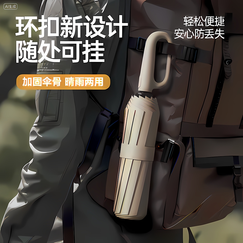 24骨环扣全自动旅行高颜值一键全收晴雨两用三折叠遮阳防晒太阳