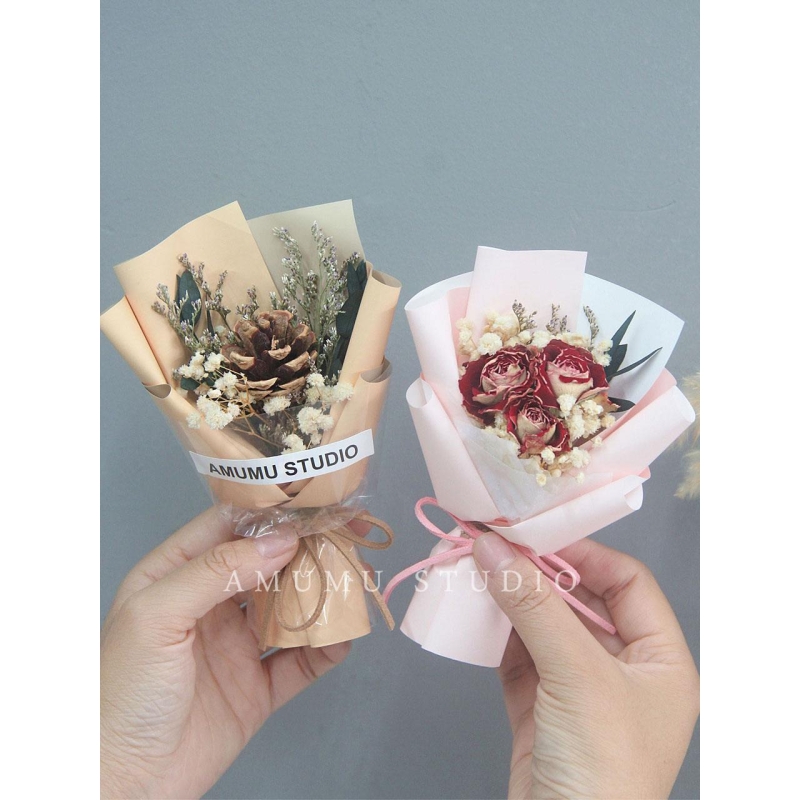 迷你小清新见面花束玫瑰干花mini精致伴手礼生日纪念日礼物毕业花