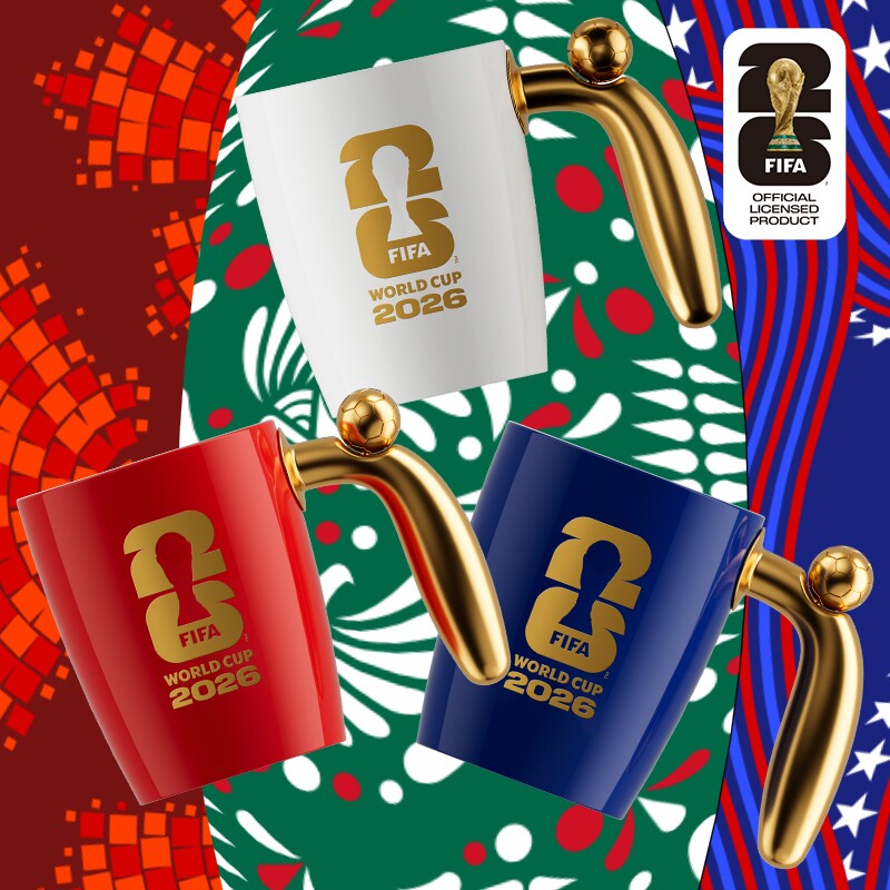 2026年美加墨世界杯转动足球马克杯咖啡杯子办公家用陶瓷大肚水杯