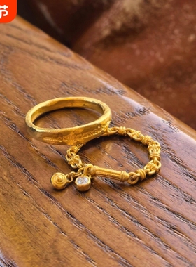 素圈戒叠戴7号闭口锁链泡泡钻吊坠戒指食指戒