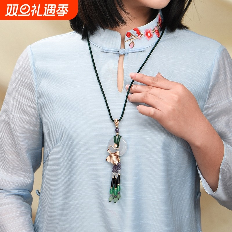 2020夏新款民族风玛瑙项链特色玉髓平安扣长款可调节地摊货源批发