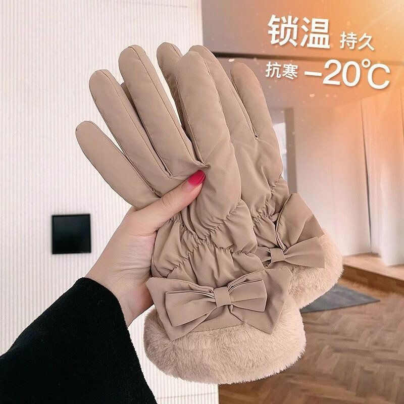 手套女骑车加厚防寒冬季加绒可触屏女士冬天骑行电动车保暖棉防水