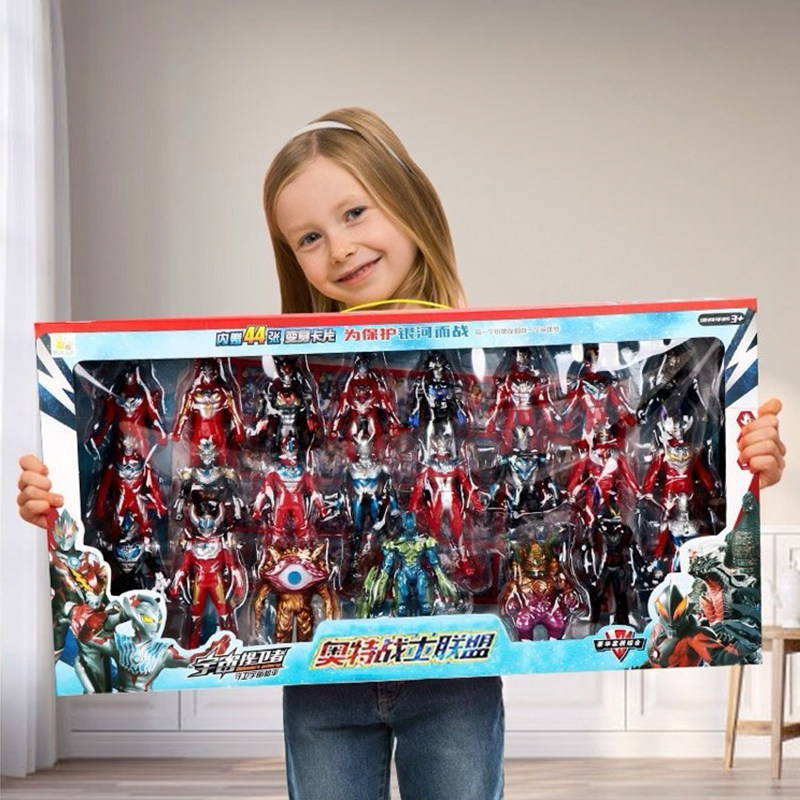 TIGA 슈퍼맨 새로운 장난감 제로 변형 인형 풀 세트 소년 생일 선물 상자 세트 부드러운 플라스틱 괴물 그림