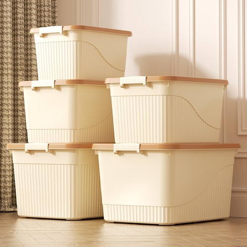 收纳箱大号带盖家用衣物玩具零食书本手提储物盒大容量塑料整理箱