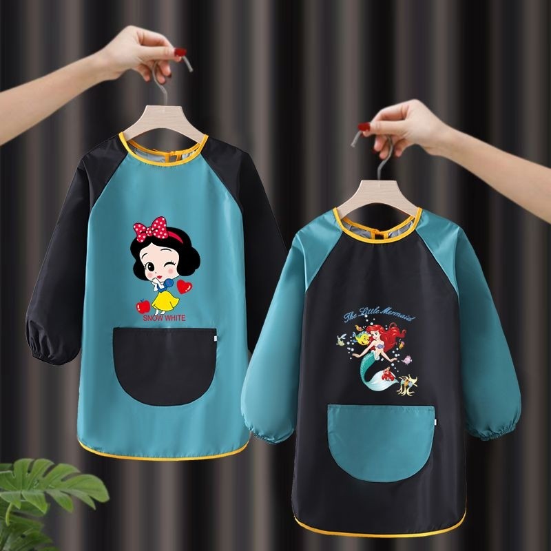 中大儿童长袖罩衣防水印字绘画画衣幼儿园吃饭反穿衣围裙宝宝围兜