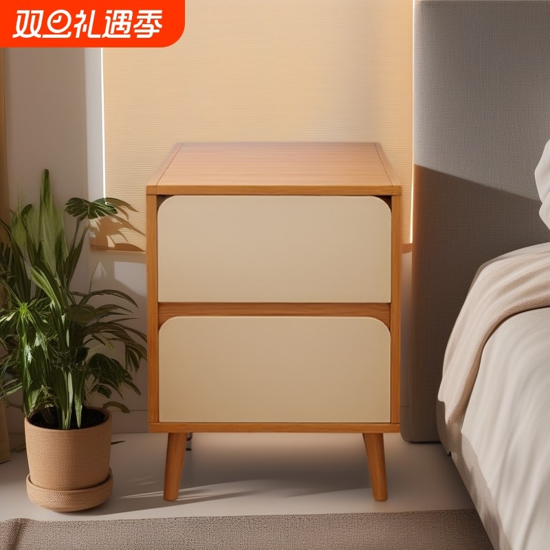 实木床头柜小型家用卧室简易收纳柜用床边柜置物架储物柜子橡木
