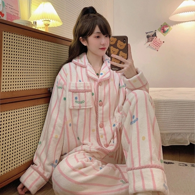 珊瑚绒睡衣冬季女款加绒加厚2025年新款秋冬款法兰毛绒冬天可外穿