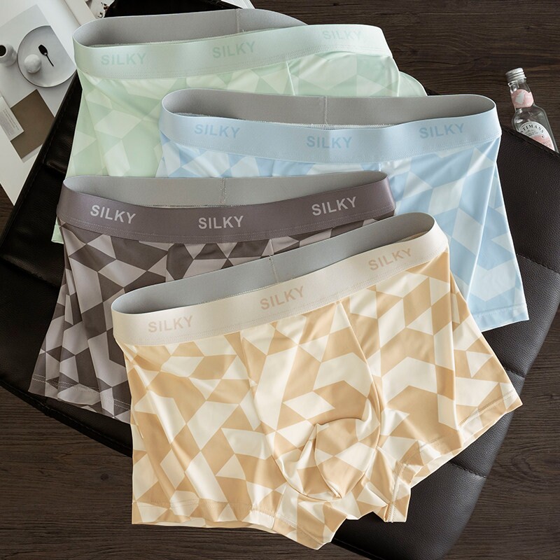 仙维密冰丝男士内裤男生新款潮流薄款四角短裤青少年透气平角内裤