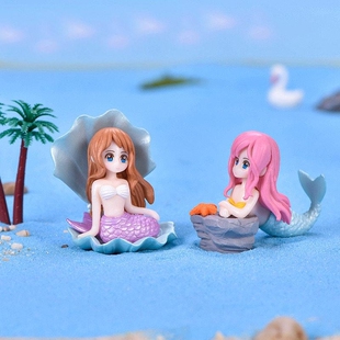 贝壳美人鱼微景观盆景鱼缸摆件海洋水族箱布景观造景小配件