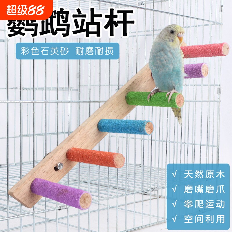 加粗鸟类磨爪棒 鹦鹉磨嘴牙石玩具 玄凤牡丹鸟专用站棍 随机颜色