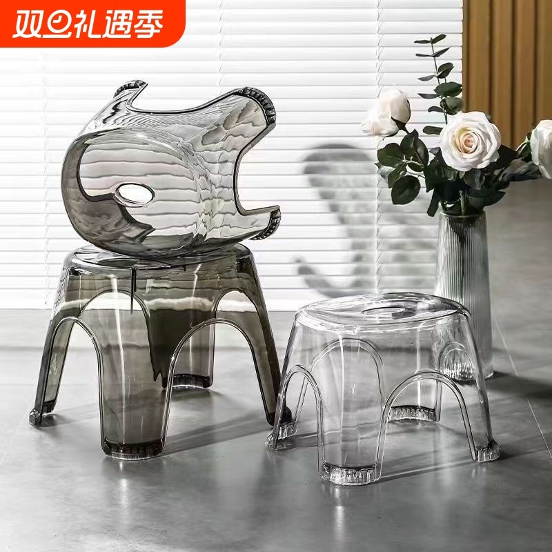 透明小凳子家用门口换鞋凳塑料加厚矮凳卫生间浴室板凳亚克力防滑