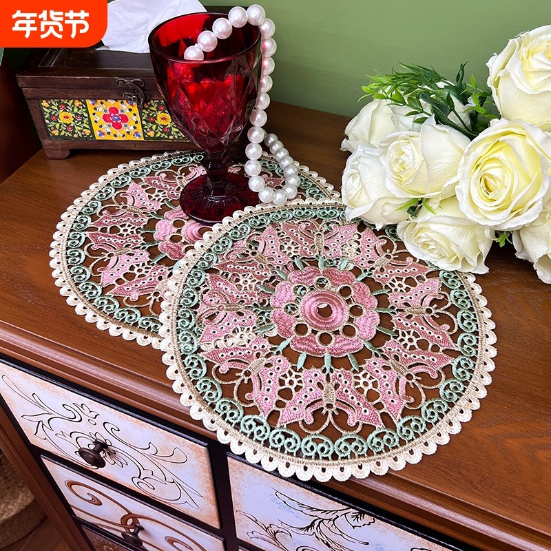 【买一发二】复古镂空绣花装饰垫蝴蝶绣花餐垫杯垫花瓶餐盘垫子,居家布艺,餐垫,淘宝优惠券,粉丝福利购,淘宝优惠卷